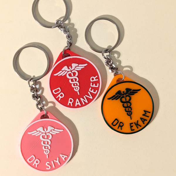 Custom DOCTOR key chain, tag and fridge PACK of 3 FormSolid